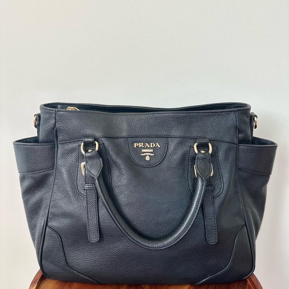 Prada Black Leather Tote Bag